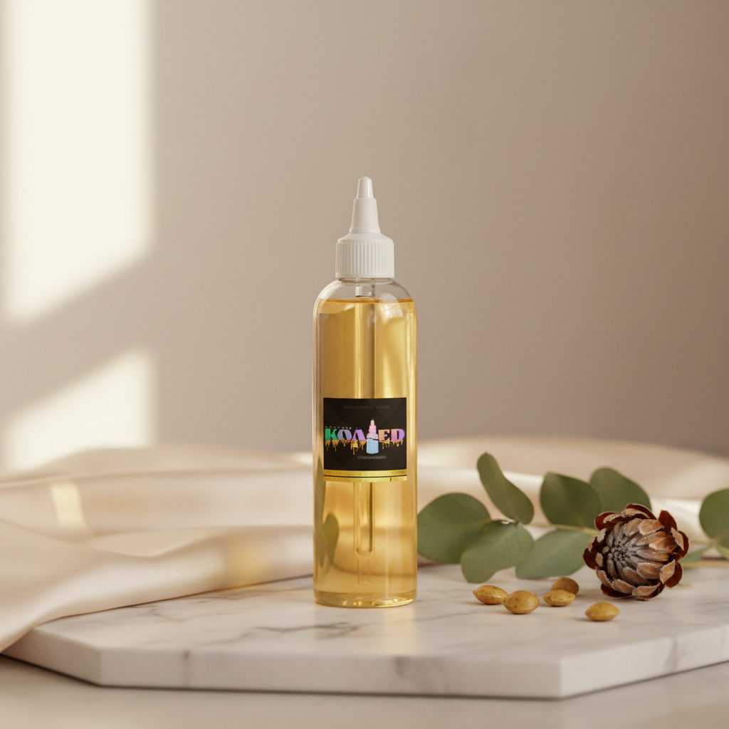 Koated 2oz hair oil in luxurious setting